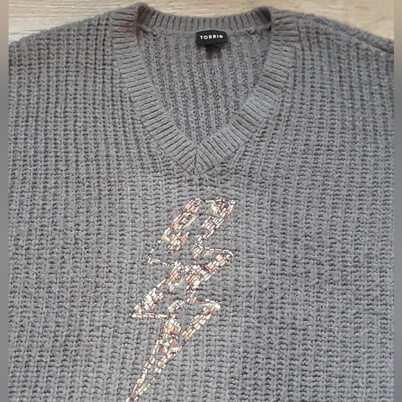 Torrid Beaded Lightning Bolt Chunky Pullover Tunic Sweater - Size 4X - Picture 9 of 12